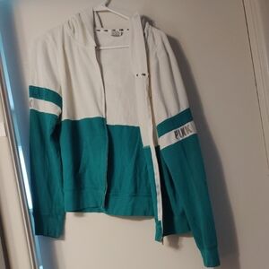 Victoria's Secret Pink Teal and White Hoodie